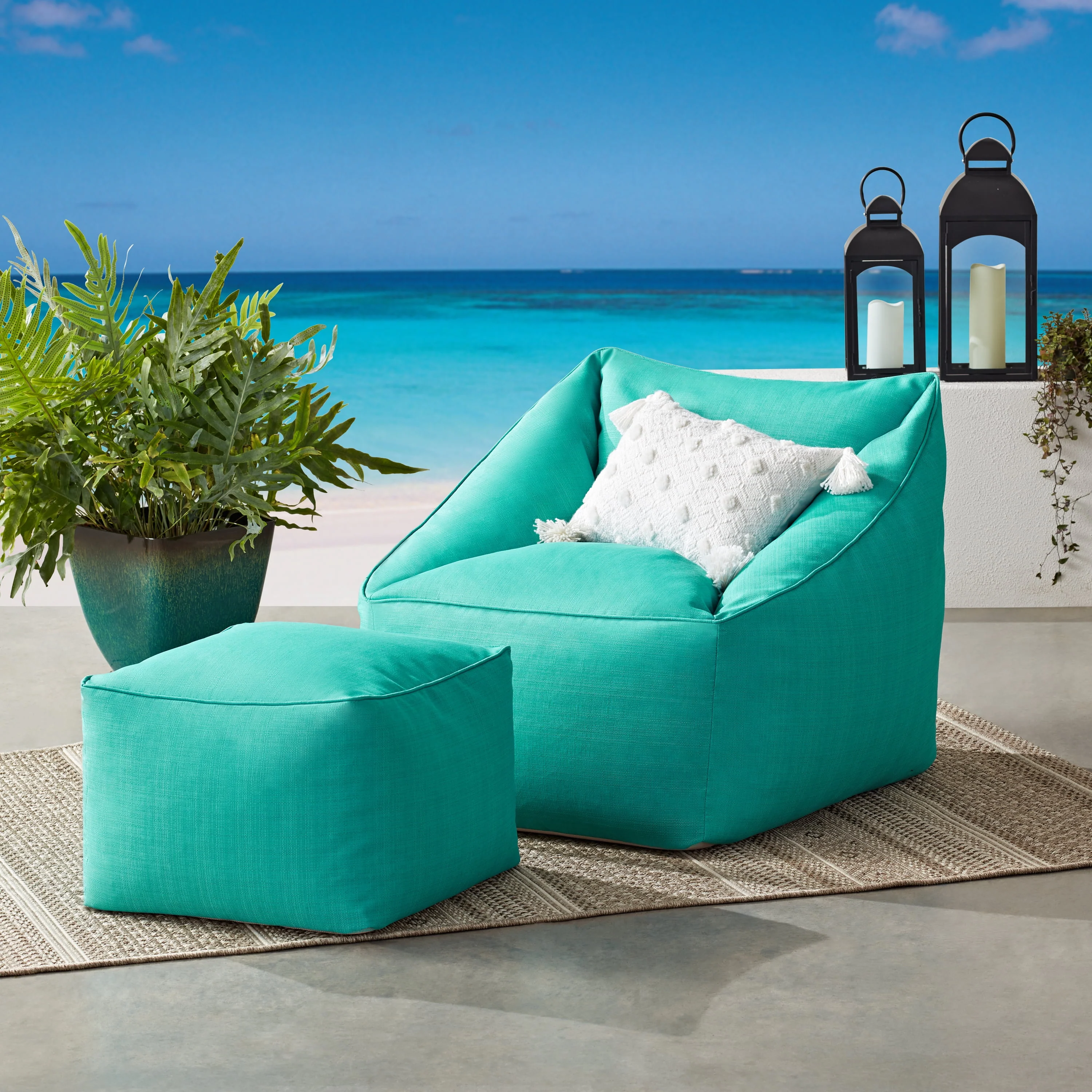 Better Homes & Gardens Dream Bean Patio Bean Bag Chair, Turquoise