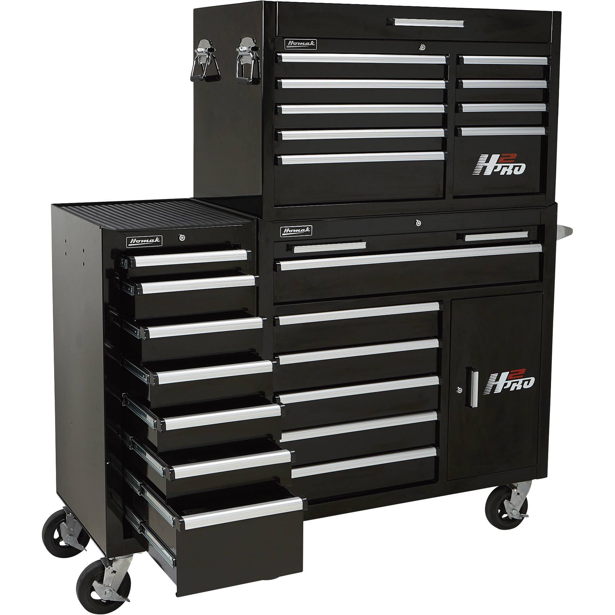 Homak H2Pro Series 7 Drawer Side Cabinet, Black, 18x22