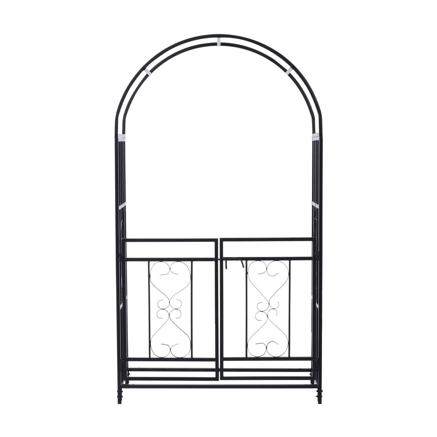 Outsunny Decorative Metal Gated Garden Arch, Black