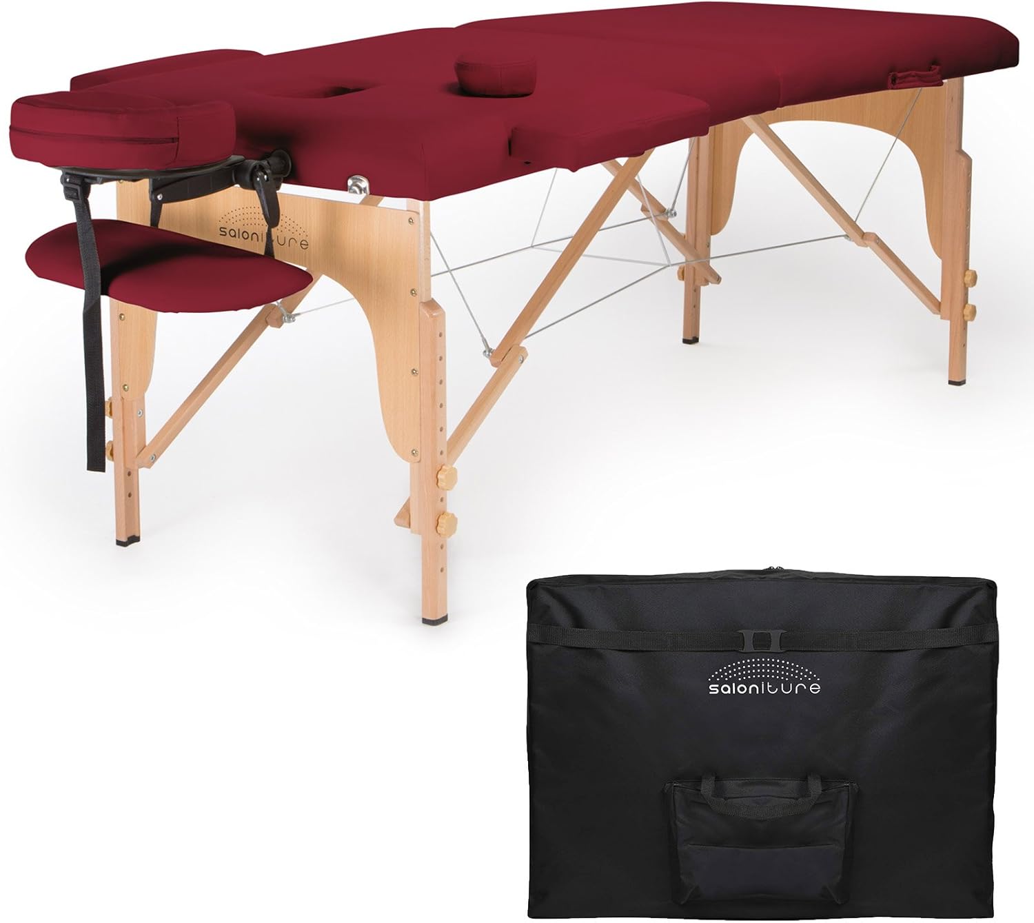 Saloniture Professional Portable Folding Massage Table with Carrying Case - Black