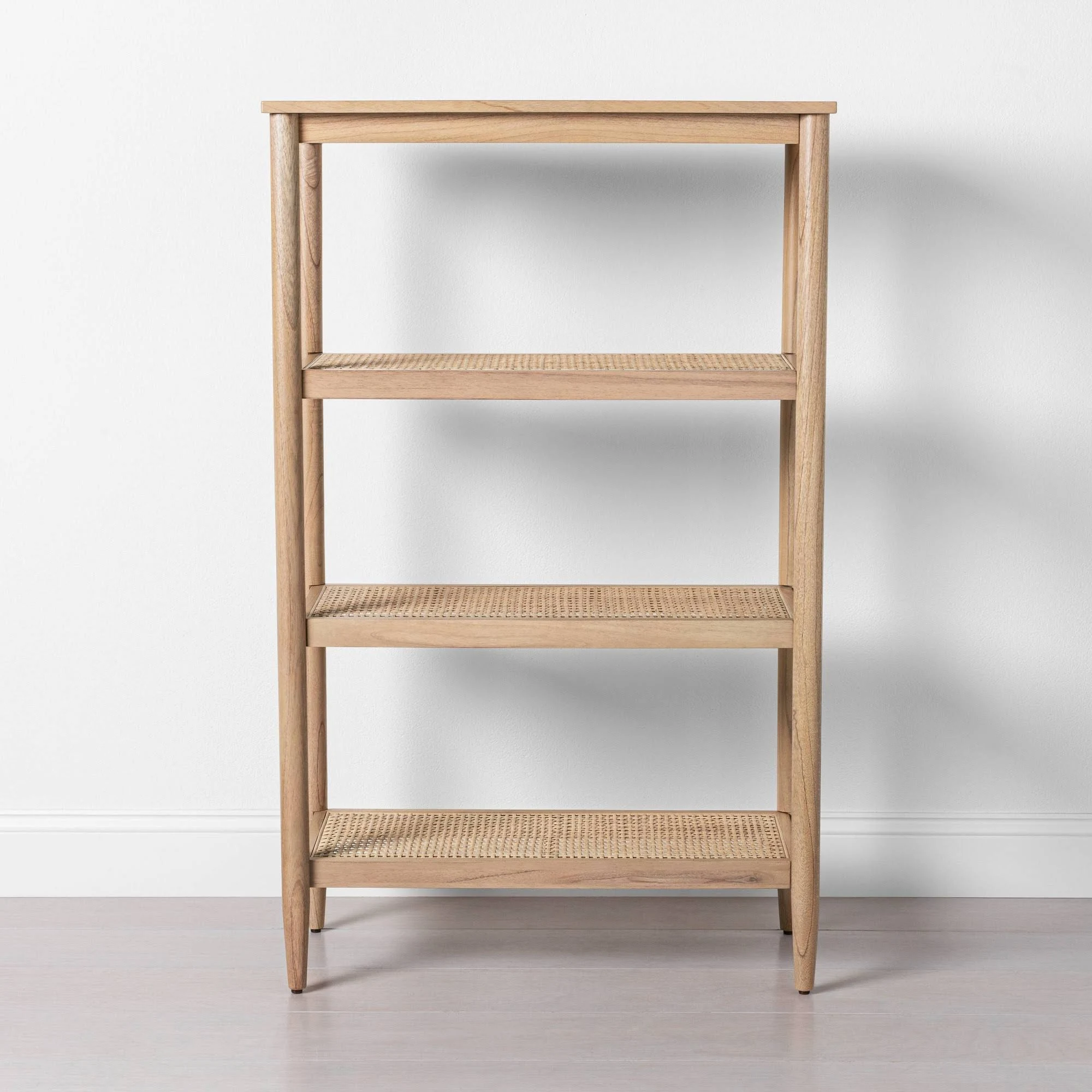 Tall 4-Shelf Wood u0026 Cane Bookcase - Hearth u0026 Hand with Magnolia