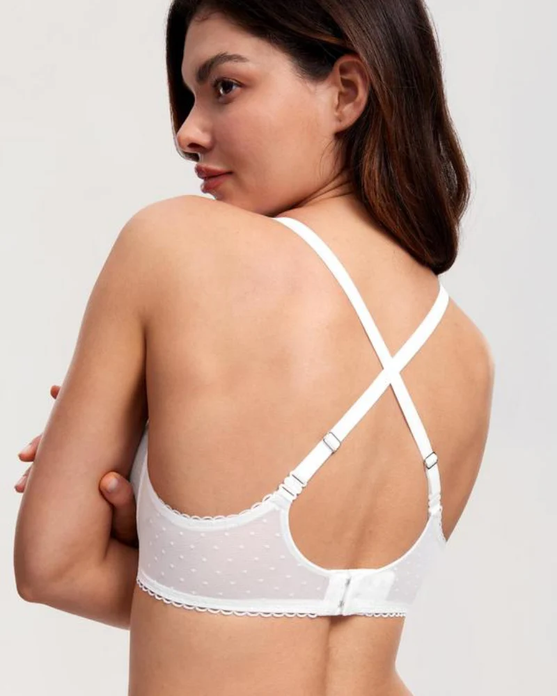 Women's Balconette Lace Bra See Through Demi Sheer