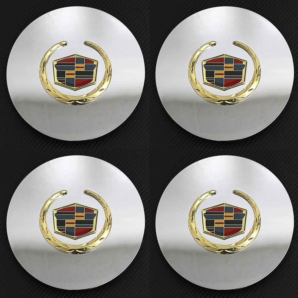 OxGord Center Caps Compatible with 96-05 Cadillac DeVille, 01-02 DHS, 00-08 DTS, 95-02 El Dorado, 95-02 Seville (Pack of 4) Wheel Covers