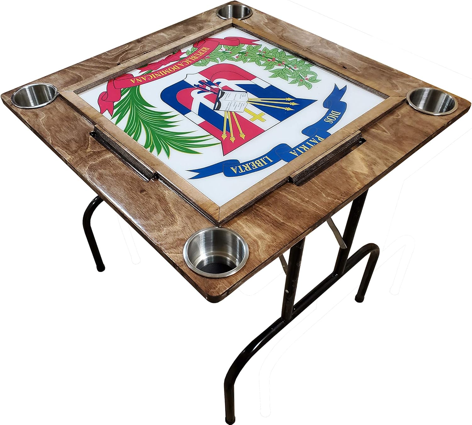 Mesa de Domino con Escudo Dominicano - Anti-scrash and Water-Resistant(Legs Included)