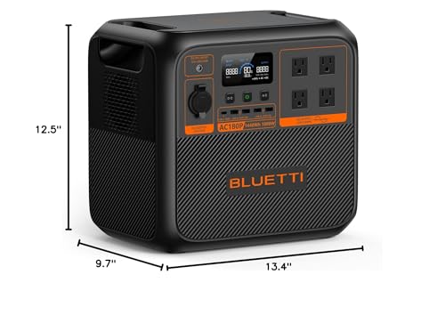 BLUETTI Solar Generator AC180, 1,152Wh LiFePO4 Battery Backup w/ 4 1,800W (2,700W Peak) AC Outlets, 0-80% in 45Min, for Camping, Off-Grid