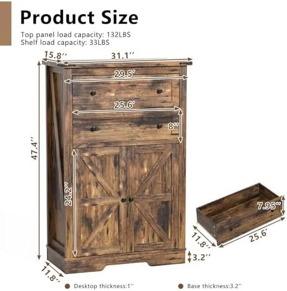 RUNFAYBIU Farmhouse Dresser for Bedroom   Dressers Organizer  Rustic Tall Chest of Drawers for Bedroom  Living Room  Hallway  White