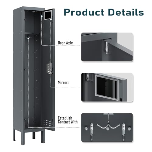 Metal Cabinet Home Office Storage,Lockers,Lockable Employees Metal Locker with Door,54" Height Steel Locker,Lockable Steel Locker for Gym,School,Home