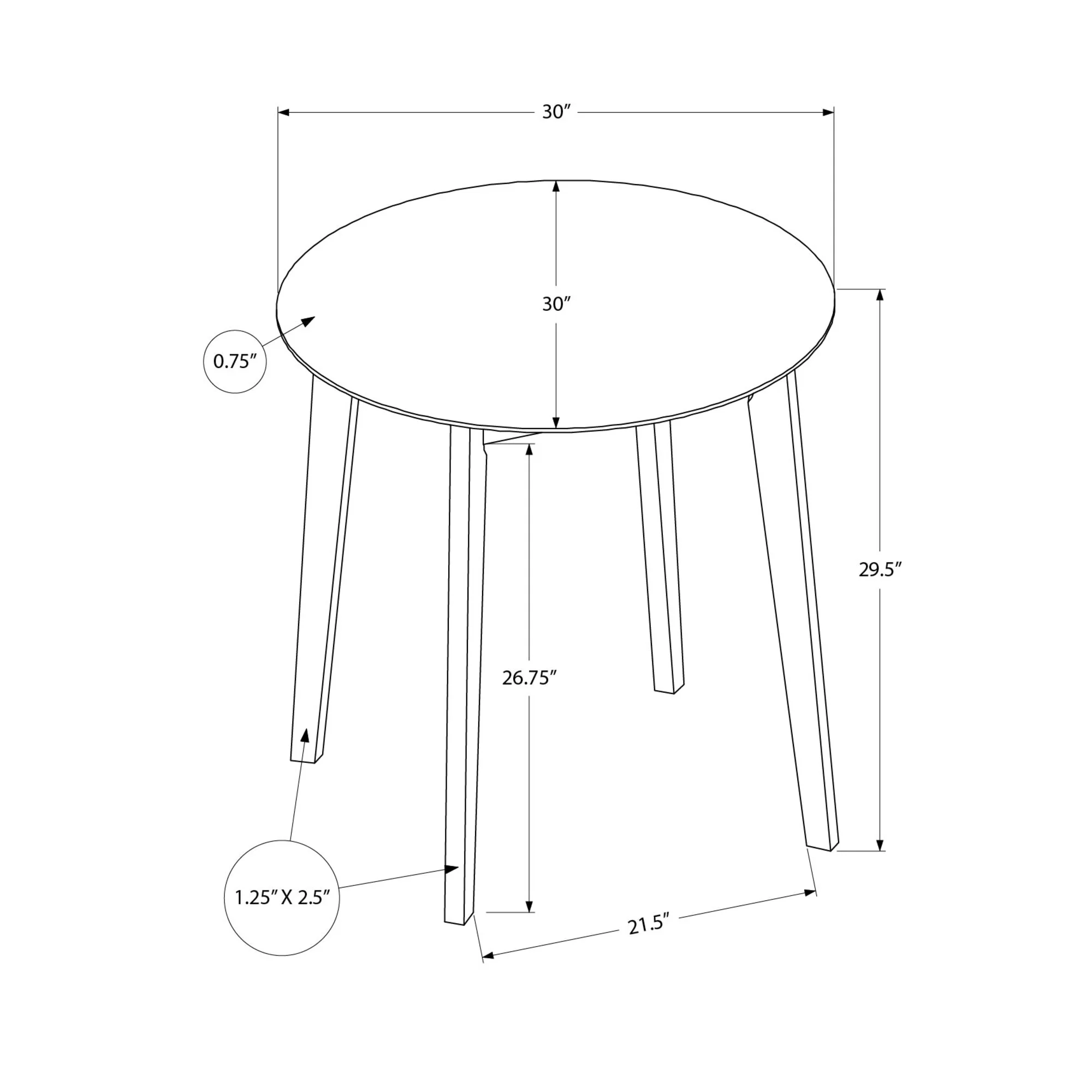 Contemporary Home Living Round Wood Transitional Dining Table – 30” – Oak And Cream