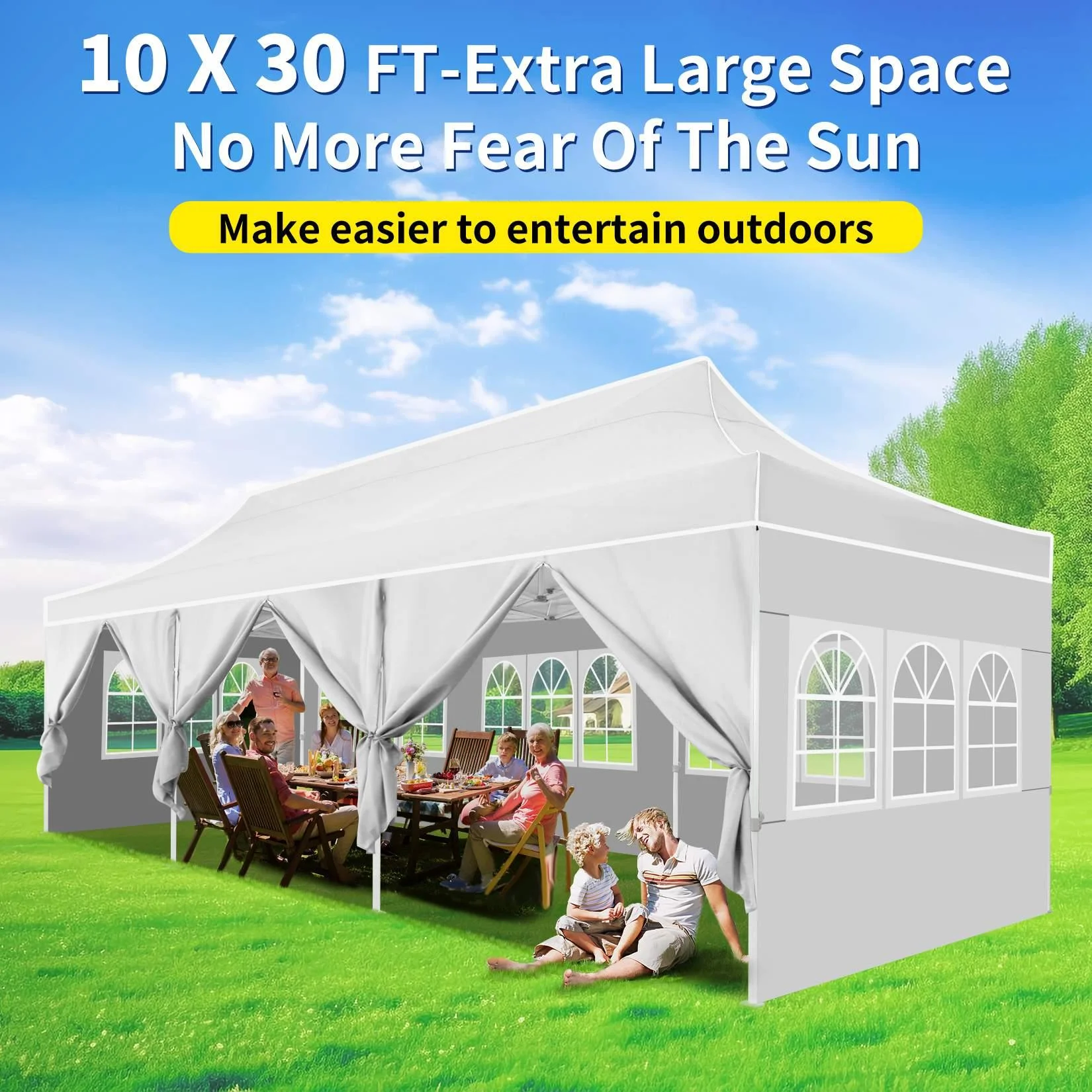 SANOPY 10'x30' EZ Pop Up Outdoor Canopy, Commercial Heavy Duty Party Canopy