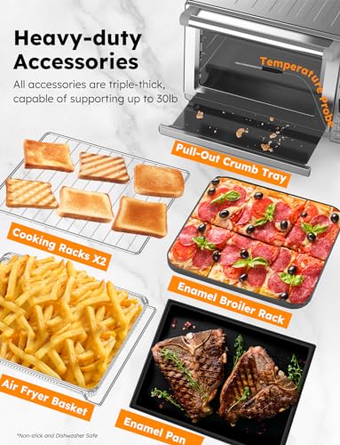 Nuwave Bravo XL Pro Air Fryer Toaster Oven, Improved 100% Super Convection, Quicker & Crispier Results, 100 Presets, Multi-Layer Even Cooking