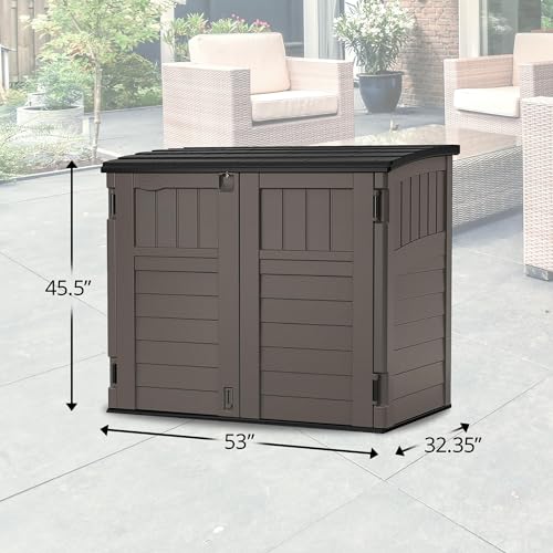 Suncast Outdoor Storage Shed for Backyard and Garden, Horizontal, 4' x 2.5', Stoney Grey - Portable Utility Deck and Cabinet for Tools, Equipment