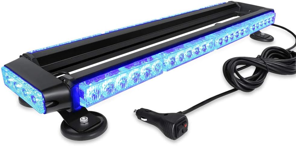 AT-HAIHAN Waterproof 56W Magnetic Blue Red LED Emergency Strobe Flashing Light Bar for Police Cars Law Enforcement Vehicles POV Trucks Rooftop Safety