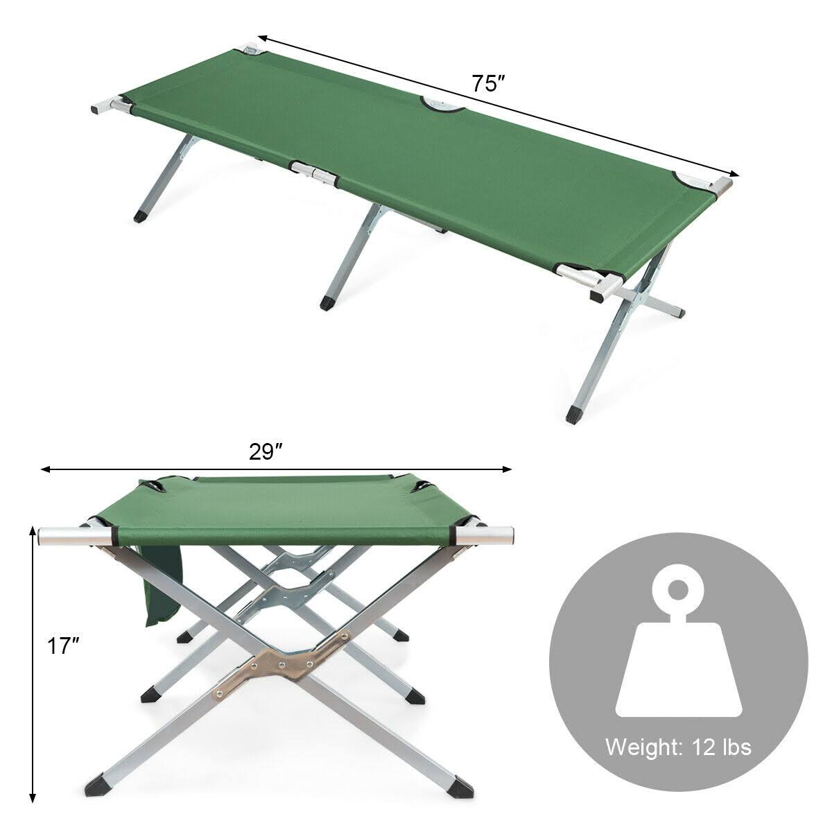 Folding Camping Cot Heavy-Duty Camp Bed with Carry Bag