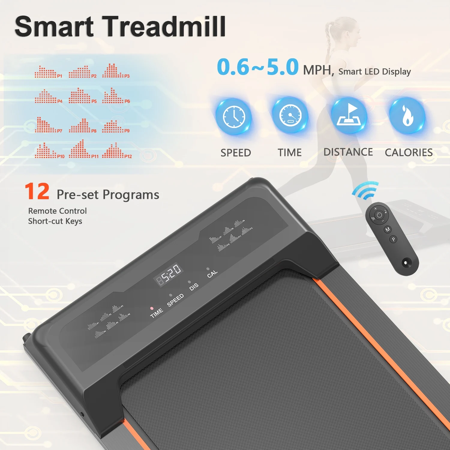 2.5HP Under Desk Electric Treadmill, MINI Waking Jogging Machine Installation-Free, Portable Walking Machine for Home, Office & Gym