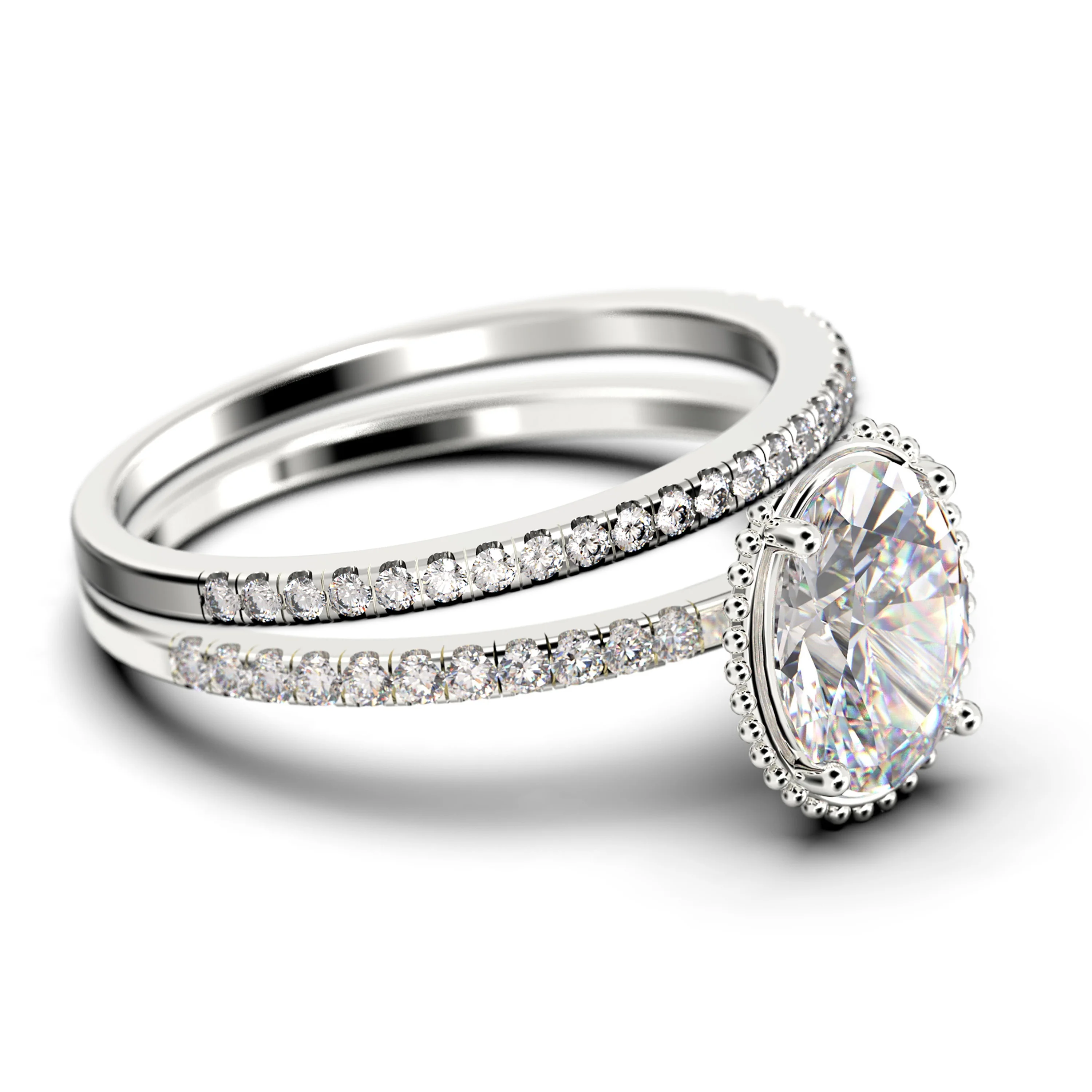 Gorgeous Minimalist 2.00 Carat Oval Cut Diamond Moissanite Engagement Ring, Floral Wedding Ring