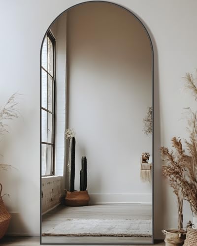 Full Length Mirror, 76"x34" Arched Floor Mirror Freestanding, Floor Standing Full Body Mirror with Stand for Bedroom