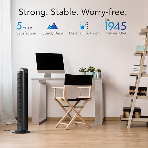 Vornado OZI42DC Tower Fan with Remote and Timer, Oscillating Standing Fan for Bedroom, Variable Speed for Precise Control