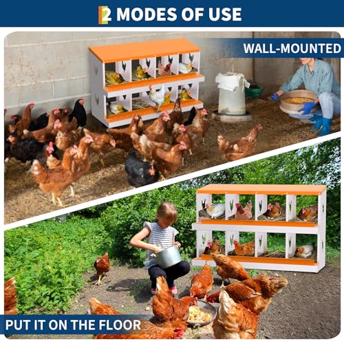Garvee Chicken Nesting Box with Removable Tray, 8 Compartment Nesting Boxes for Chickens, Easy to Clean and Install
