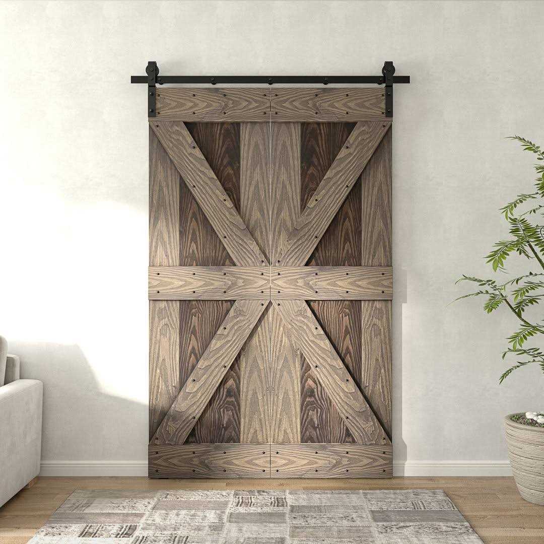 Coast Sequoia 30in./36in./60in./72in. x 84in. Embossing Pine Wood Bi-Fold Barn Door With Sliding Hardware Kit - Shop Hardware Tools Online Store