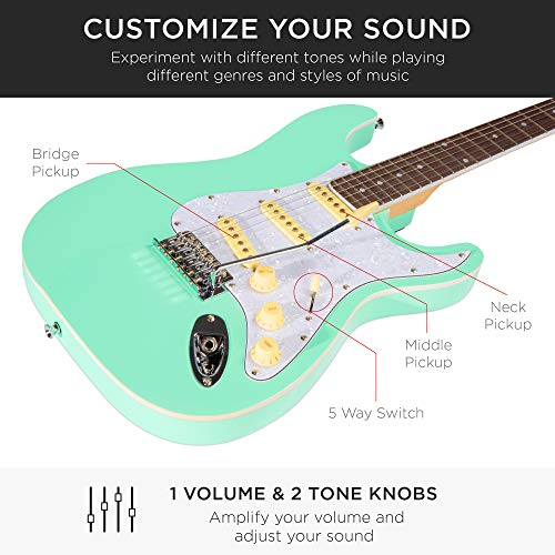Best Choice Products 39in Full Size Beginner Electric Guitar Starter Kit w/Case, Strap, 10W Amp, Strings, Pick, Tremolo Bar - Sunburst