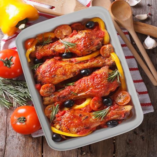 Silicone Baking Dish with Handles, Deep Rectangular Bakeware Cake Pan, Compatible with Fancy Panz, for Lasagna, Cake, Brownie or Family Dinner