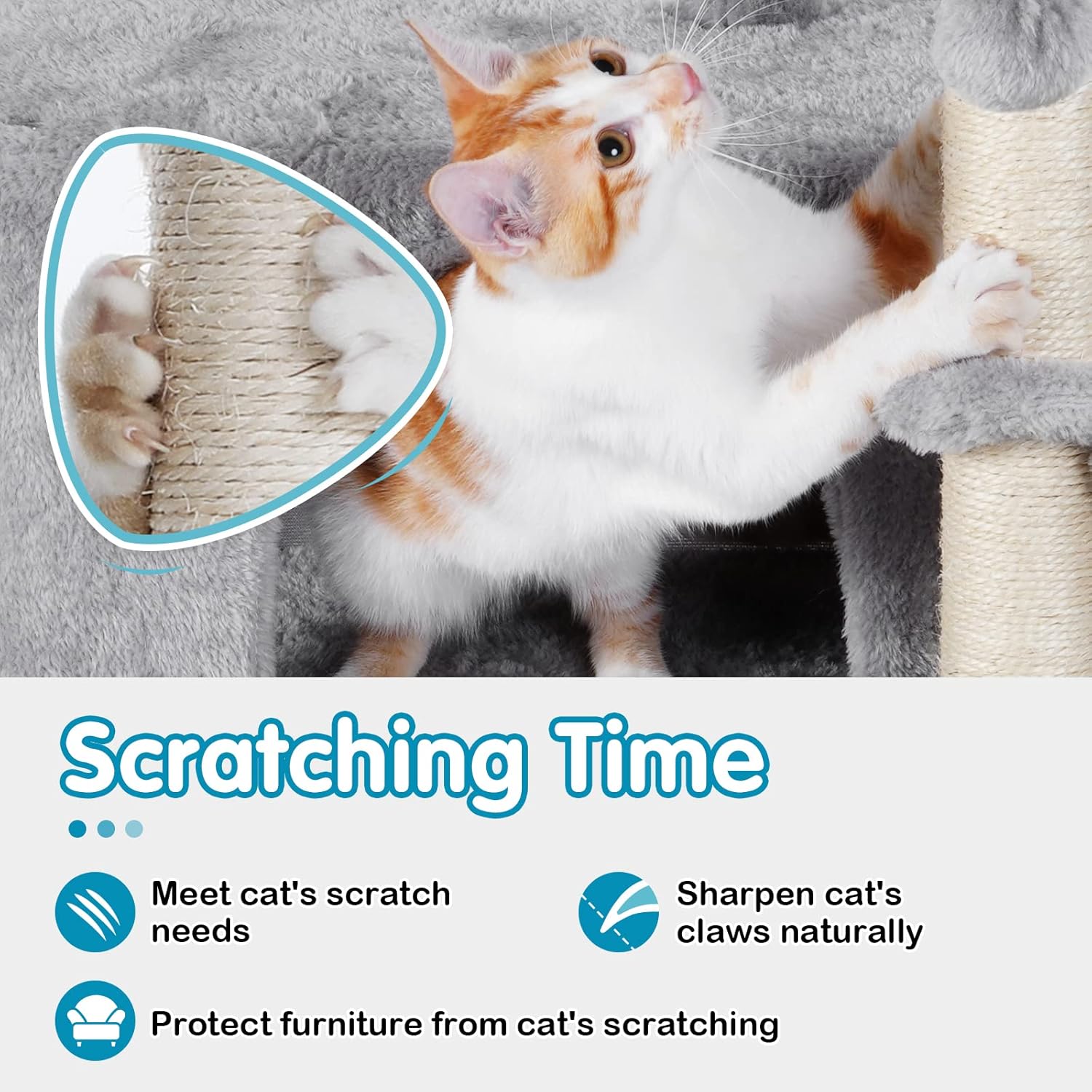 Dooradar Cat Tree for Indoor Cats, 38 Cat Tower with Adjustable Base, Small Multi-Level Cat Furniture with Condo, Scratching Posts and Perch
