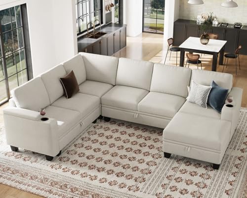 Belffin Modular Sectional Sofa Couch with Storage U Shape Convertible Corner Couches for Living Room Dark Grey Couch