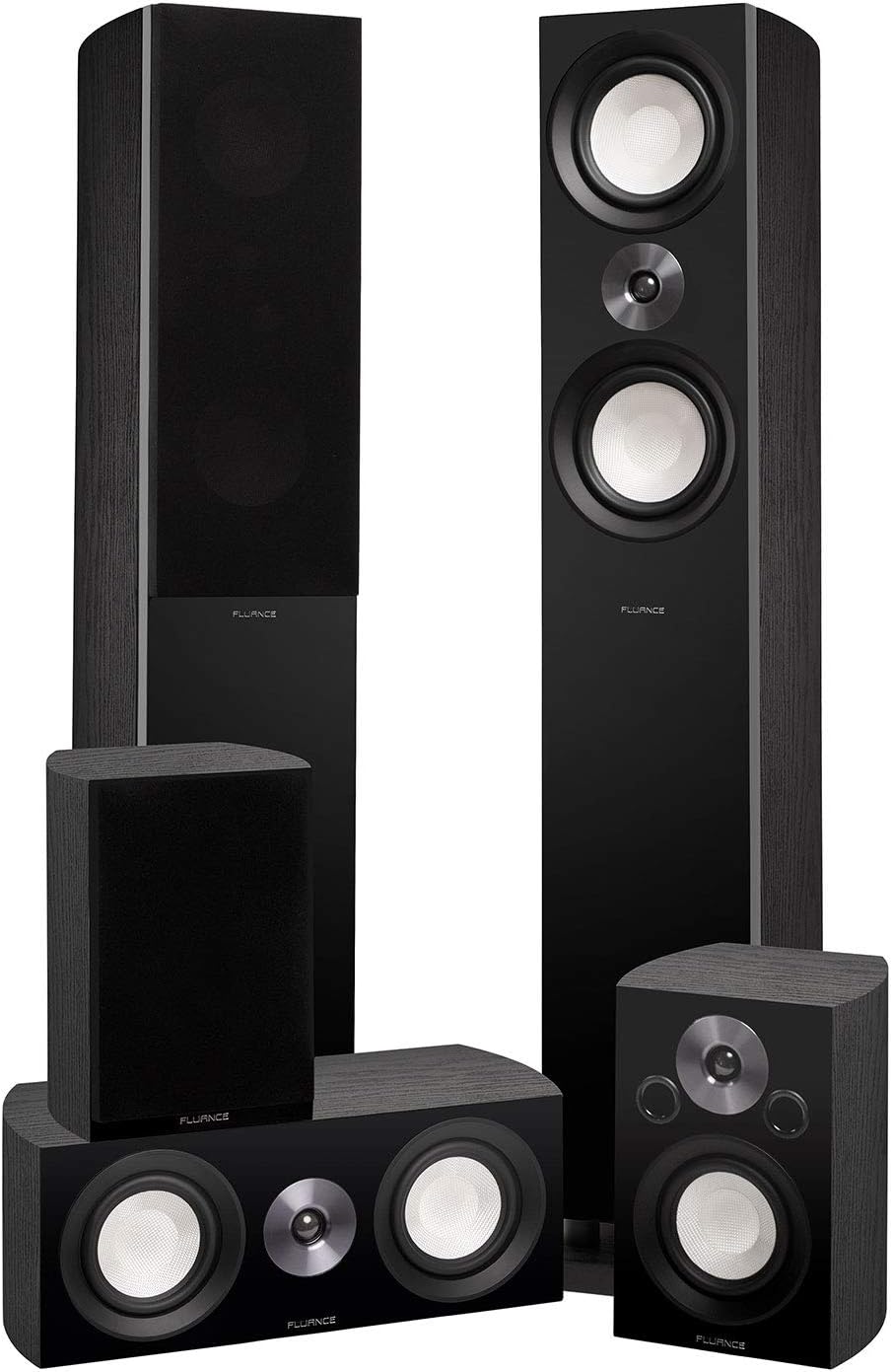 Fluance Reference Surround Sound Home Theater 5.0 Channel Speaker System Including 3-Way Floorstanding Floorstanding Towers, Center Channel