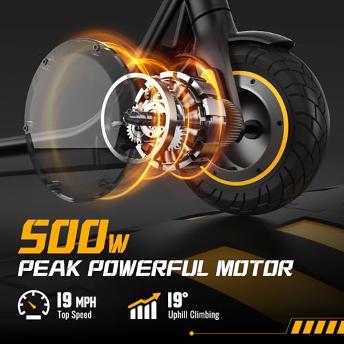 Electric Scooter, 10" Solid Tires, 500W Motor, 19MPH Max Speed & 21 Miles Range, Folding E-Scooter for Adults and Teens with Smart APP