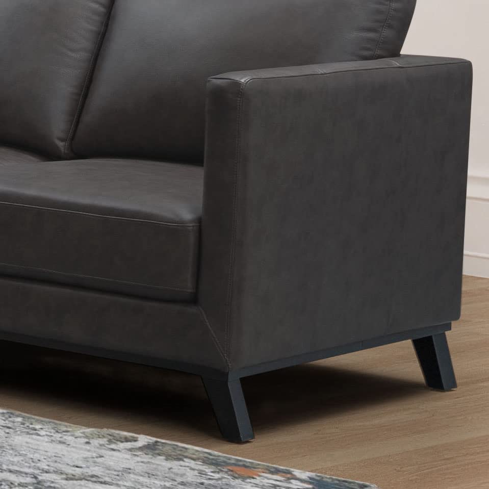 Abbyson Living Mid-Century Modern Premium Top Grain Leather Sofa, Camel