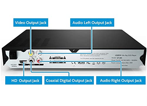 Blu Ray DVD Player,Full HD Blu-ray Disc Player with Metal Enclosure,Easy Hook Up and User Friendly, 1080P Home Theater DVD Player with HDMI Output