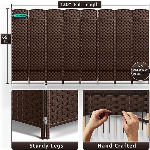 Sorbus 8-Panel Black Room Divider with Double Hinged Panels, 6 ft Tall Folding Privacy Screen