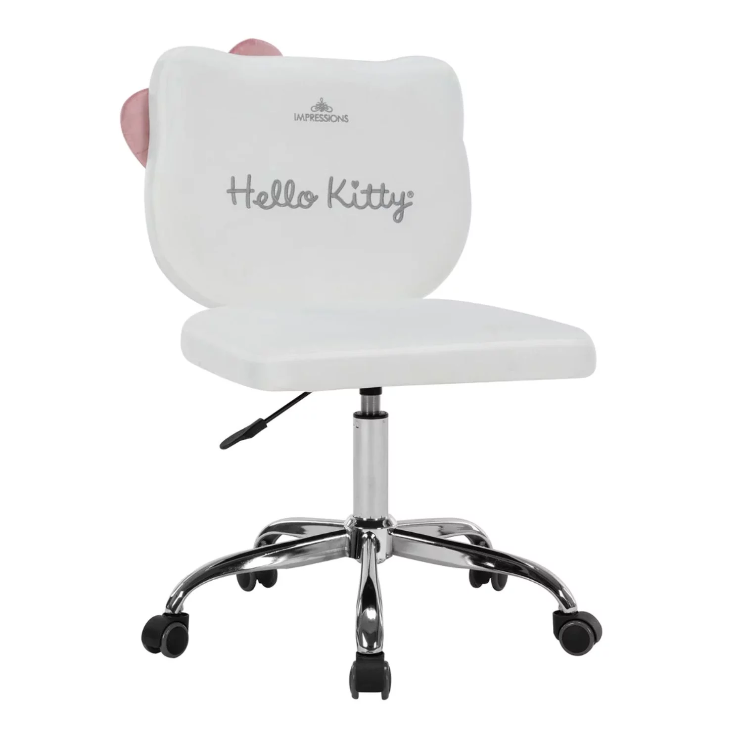 Impressions Vanity Hello Kitty Kawaii Swivel Vanity Chair for Makeup Room with Wheels Rolling Armless Chair (Pink) - Radiant Selections