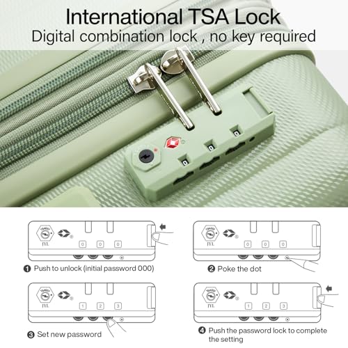Hanke 29 Inch Luggage Suitcases With Spinner Wheels Lightweight PC hardside Rolling Suitcase With Travel Lock, Checked-Large 29-Inch(Blackish Green)