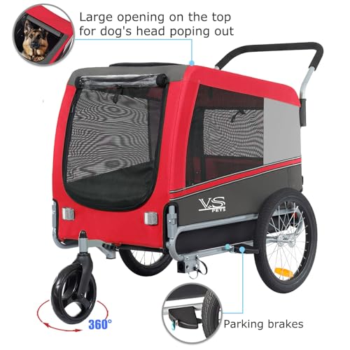 Tiggo Veelar Sports Pets Large Dog Bike Trailer & Stroller for Medium,Large Dog or Multiple Small Dogs, Pet Stroller for Dogs Up to 78 lbs
