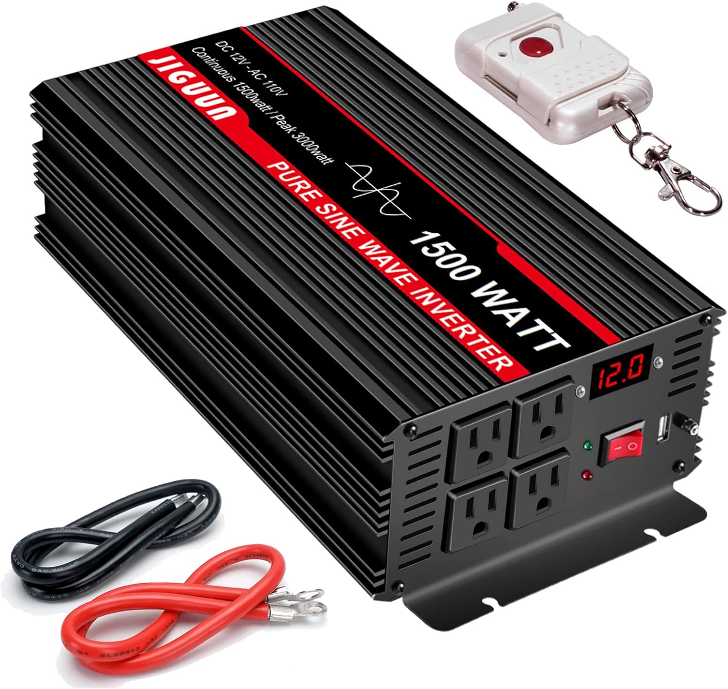 JIGUUN 3000 Watt/6000 Watt Pure Sine Wave Inverter, Power Converter 12V DC to 110v/120v AC