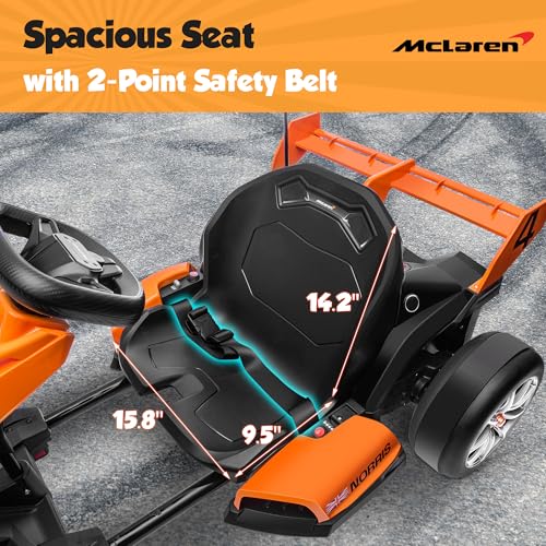 ENYOPRO 24V 7Ah Electric Go Kart for Kids, Licensed McLaren Go Cart w/3-Section Adjustable Seat, Soft Start & Brake Pedal