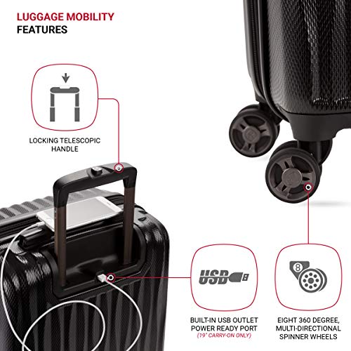SwissGear 7272 Energie Expandable Hardside Luggage with Spinner Wheels and TSA Lock, Gunmetal, Carry-On 19-Inch