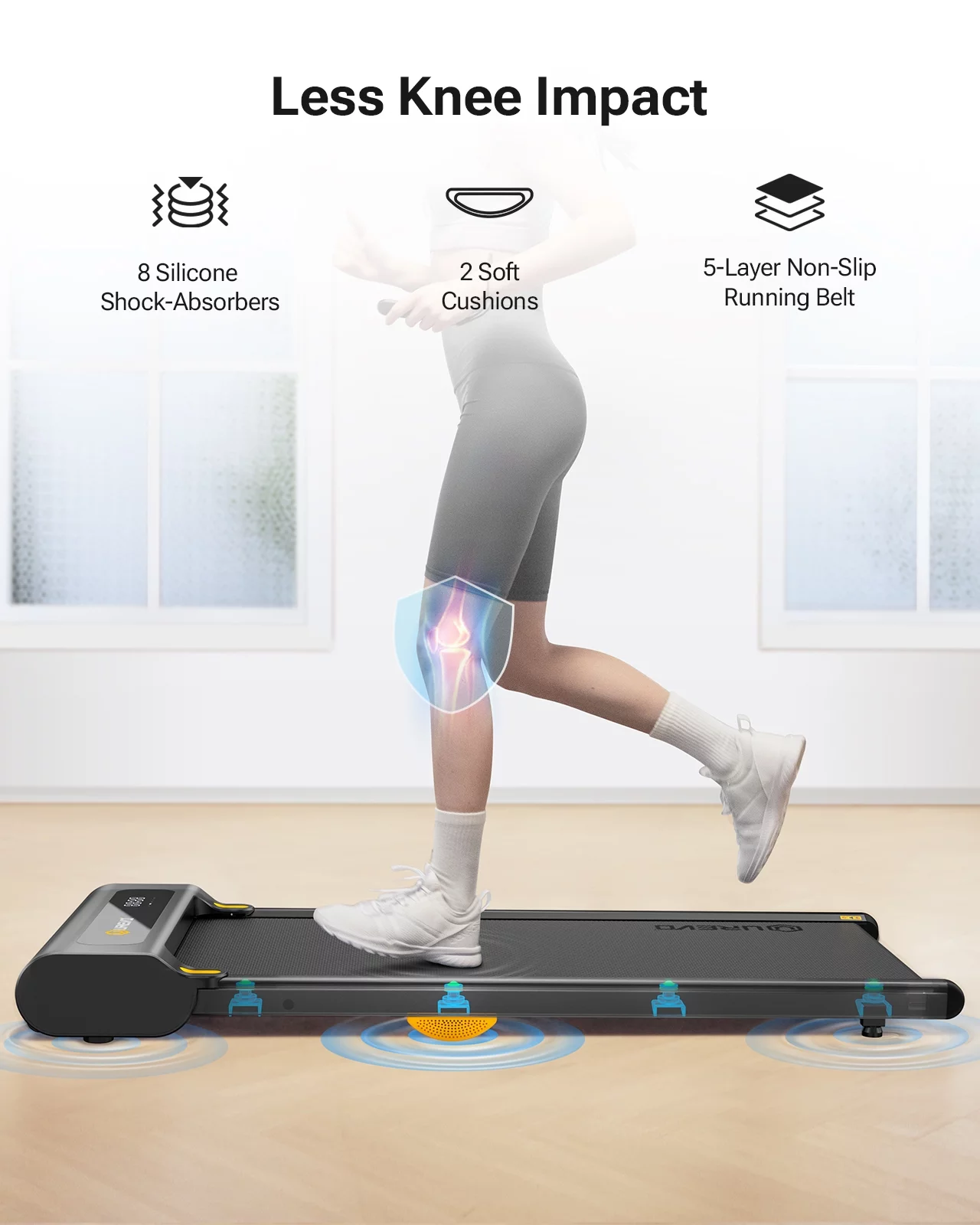 UREVO Under Desks Treadmill Walking Pad, Mini Treadmill 2.25HP 265 lb Capacity with Remote Control for Home Office