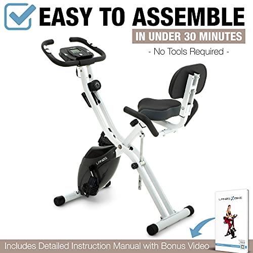 LANOS Workout Bike For Home - 2 In 1 Recumbent Exercise Bike and Upright Indoor Cycling Bike Positions, 10 Level Magnetic Resistance Exercise Bike