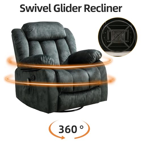 INZOY Massage Swivel Rocker Recliner with Heat and Vibration, Manual Rocking Recliner Chair with Vibrating Massage