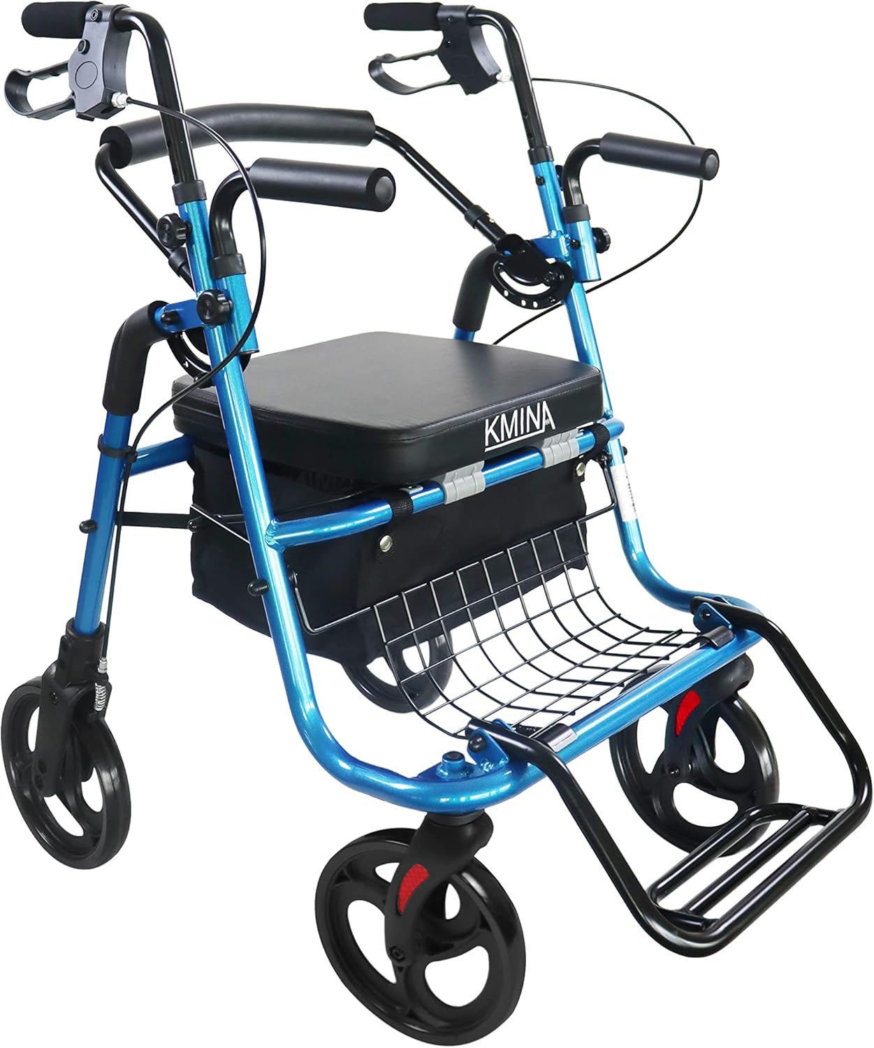 KMINA - Rollator Wheelchair Combo for Smooth Terrain, 2 in 1 Rollator Transport Chair, Narrow Rollator Walker Wheelchair