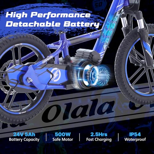 OLALA Electric Dirt Bike for Kids Aged 3-6, 170W Racing Grade Electric Motorcycle, New Aluminum Frame with 2 Power Modes, 24V Detachable Battery