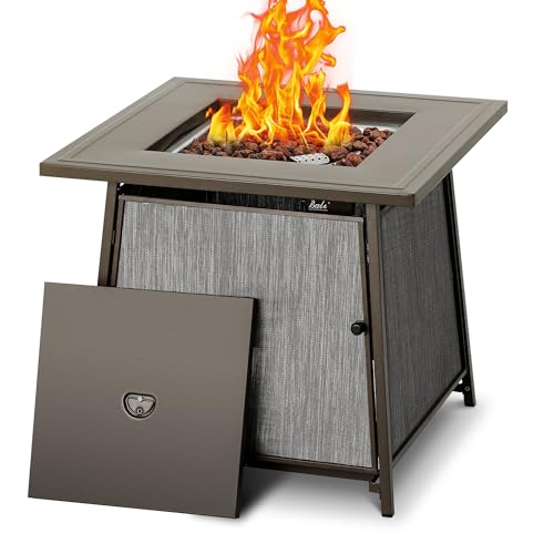 BALI OUTDOORS 50000 BTU Propane Fire Pit with Lid, 28 inch Fire Pit Table Outdoor, Black Firepits for Outside Backyard, Patio