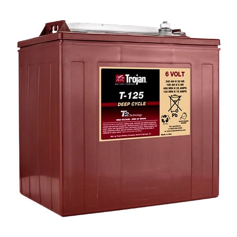 Trojan T-125 6V 240Ah Flooded Lead Acid GC2 Deep Cycle Battery x 4