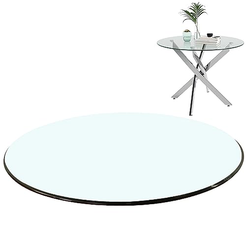 SAGIDAR Round Tempered Glass, Tempered Glass Round Table Top, Round Table Top, Kitchen Furniture, Glass Table Top for Dining Table