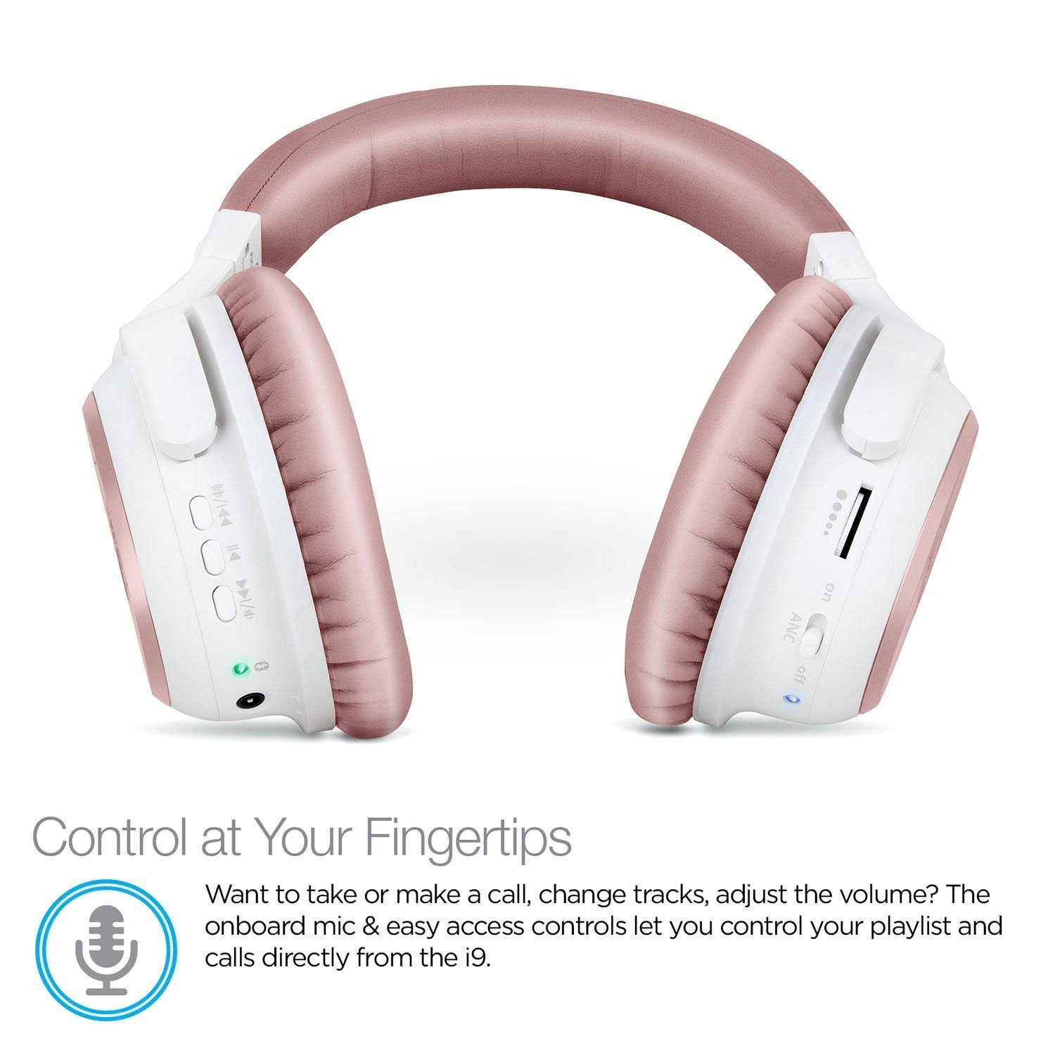 Naztech i9BT Over-Ear Active Noise Cancelling Wireless Headphones, aptX Bluetooth 4.1 Technology for