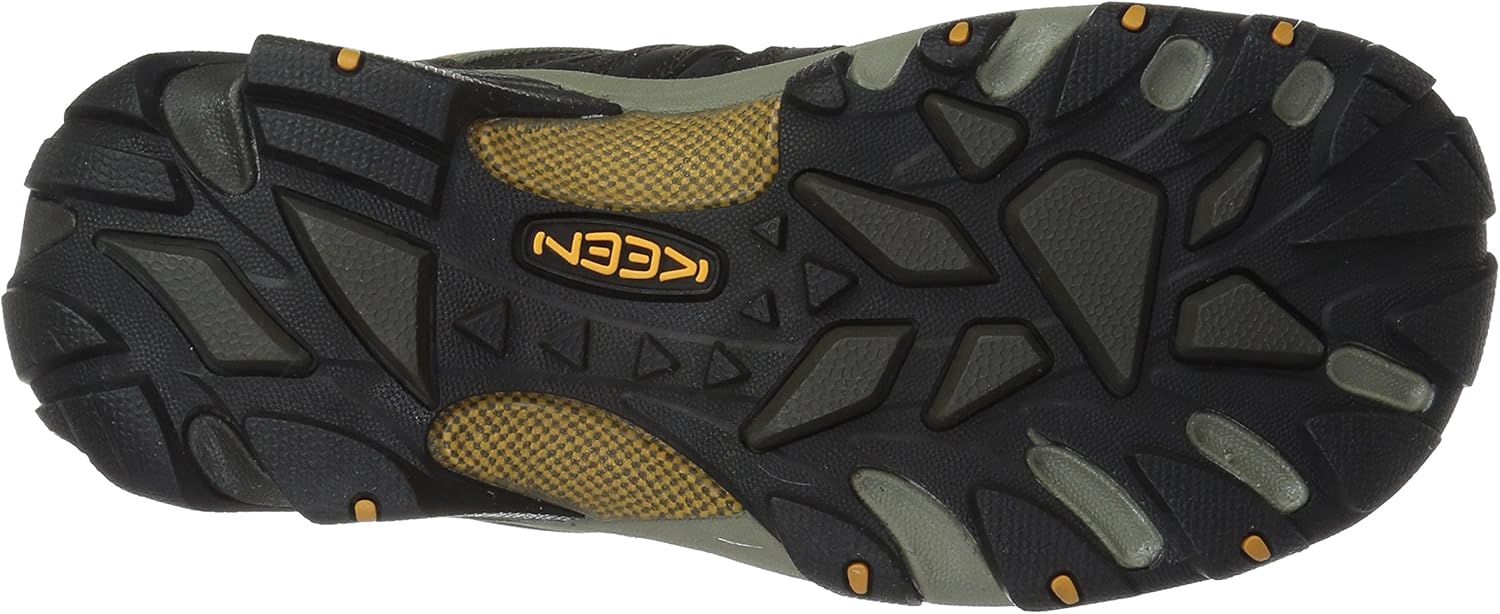 KEEN Men's Voyageur Low Height Breathable Hiking Shoes, Black Olive/Inca Gold, 10.5