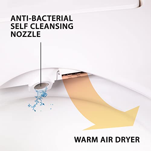 Lotus Smart Bidet ATS-850 Remote Heated Slim Seat, Night Light, Temperature Controlled Wash, Advance Self-Cleaning Stainless Nozzle, Warm Air Dryer