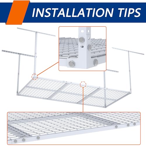 3 x 8FT Overhead Garage Storage Rack,Adjustable Ceiling Storage Racks,Garage Shelving Heavy Duty Storage Organizer System